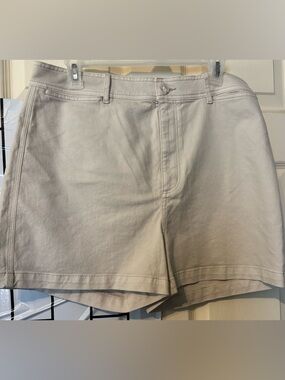 LOFT Light Beige High-Rise Bermuda Shorts